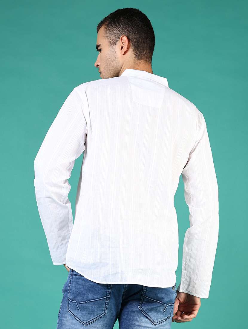 men striped mandarin neck short kurta - 21764259 -  Standard Image - 4