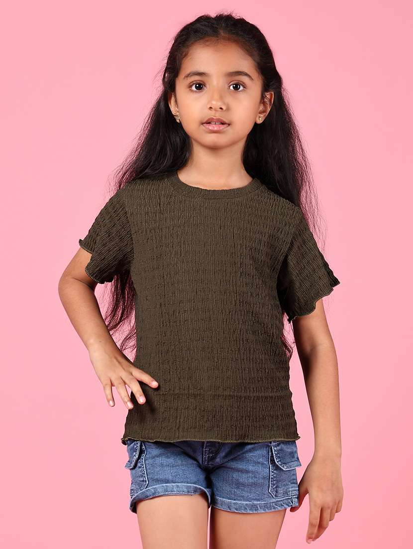 girls solid round neck short sleeves top - 21764261 -  Standard Image - 1