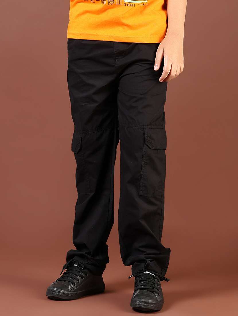 boys solid mid rise relaxed fit cargo - 21764268 -  Standard Image - 1