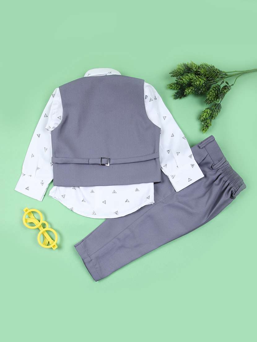 boys solid shirt and trouser with wasitcoat - 21764269 -  Standard Image - 1