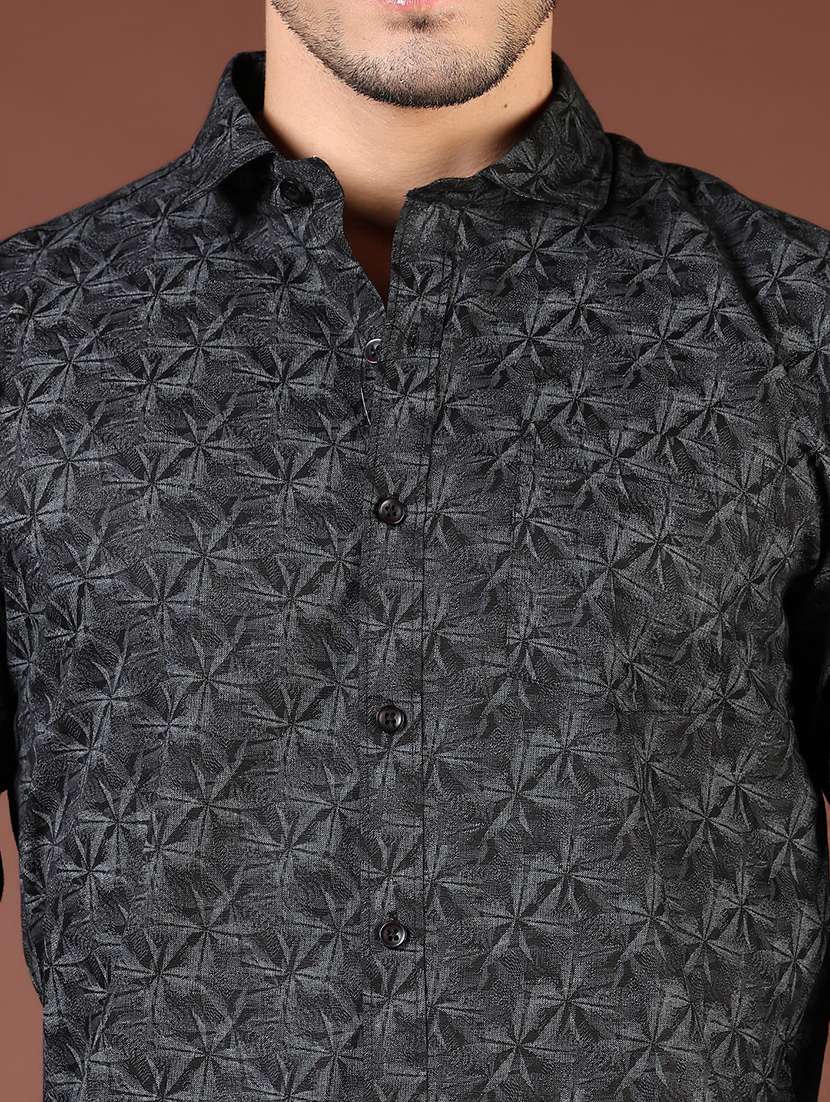 men printed long sleeve regular fit casual shirt - 21764272 -  Standard Image - 4