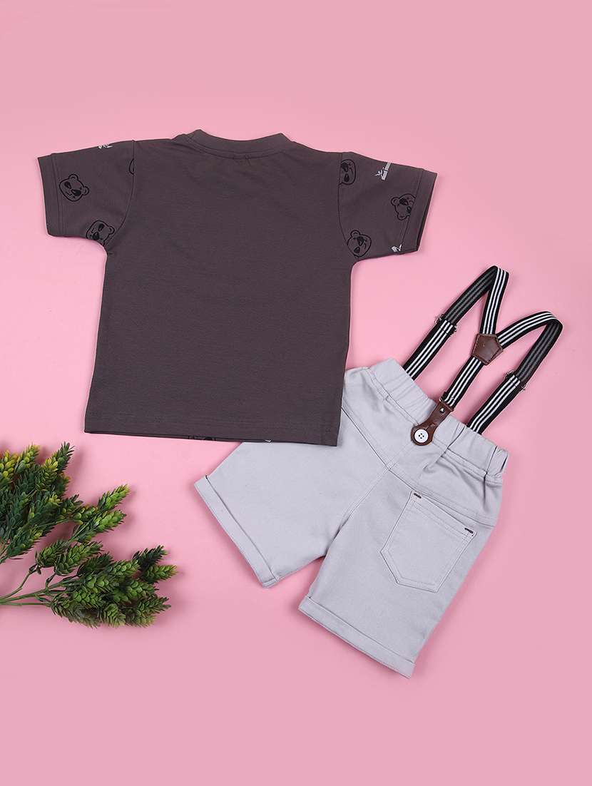 boys printed t-shirt & dungaree set - 21764299 -  Standard Image - 1