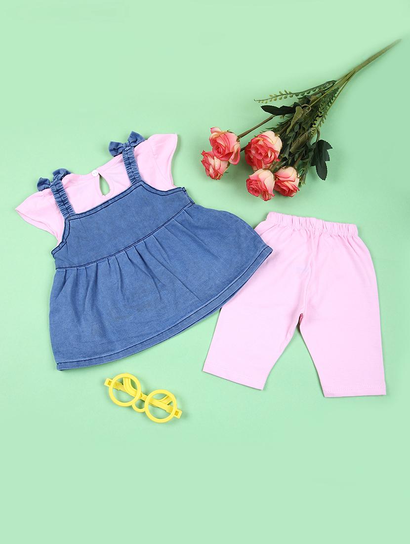 girls pink printed full length twin set - 21764320 - Standard Image - 1