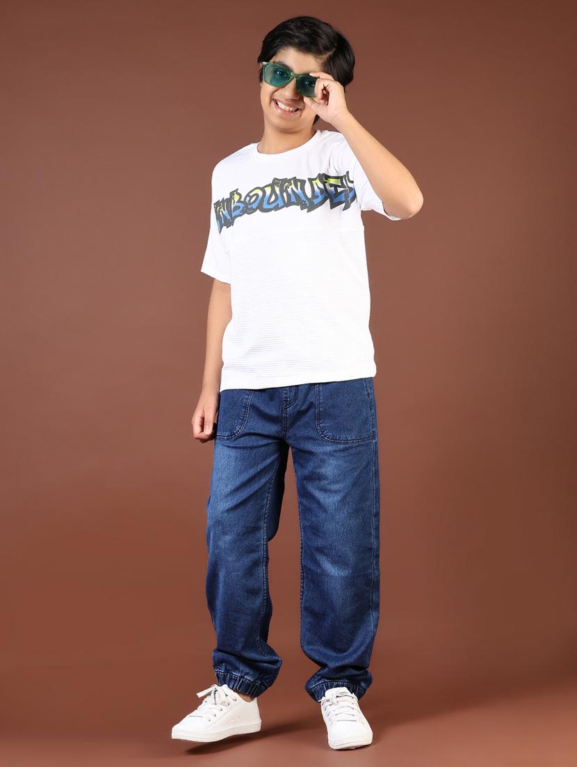 boys white typographic round neck t-shirt - 21764398 - Standard Image - 4