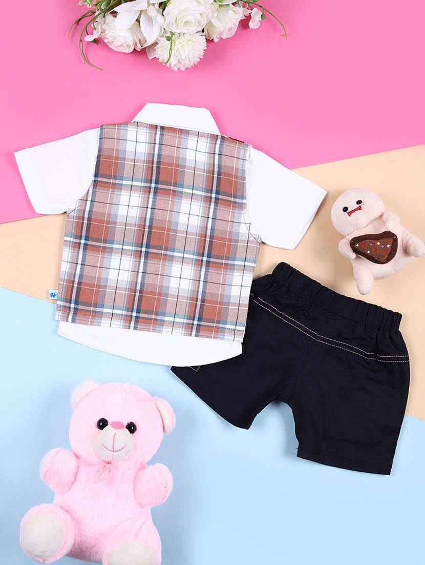 kids checkered shirt and short set - 21764399 - Standard Image - 1