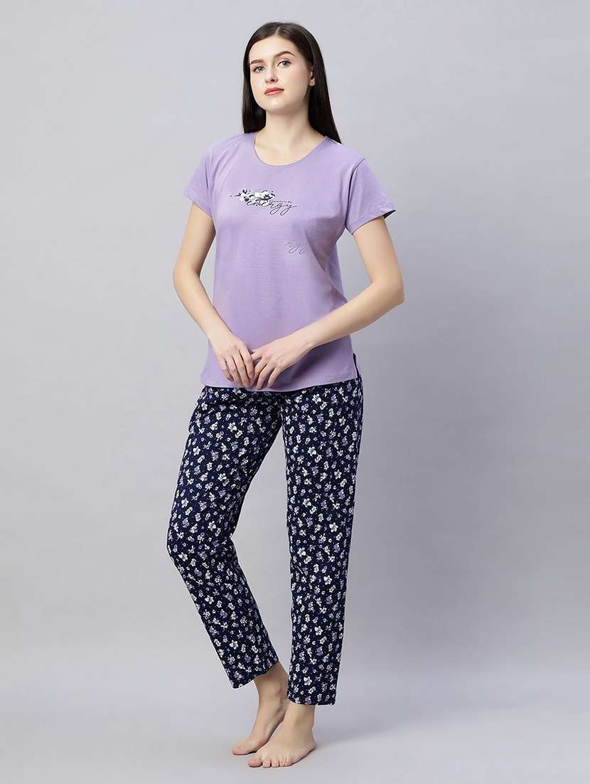 women printed nightwear pyjama set - 21764500 -  Standard Image - 1