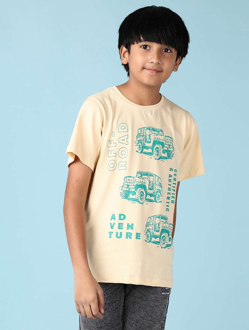 boys front print round neck t-shirt - 21764504 -  Standard Image - 1
