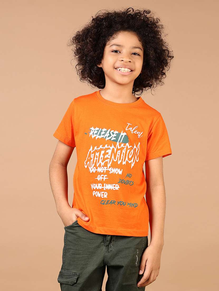 boys front print round neck t-shirt - 21764506 -  Standard Image - 1