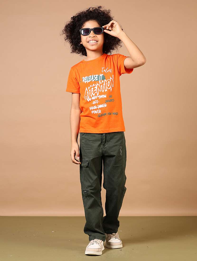 boys front print round neck t-shirt - 21764506 -  Standard Image - 4