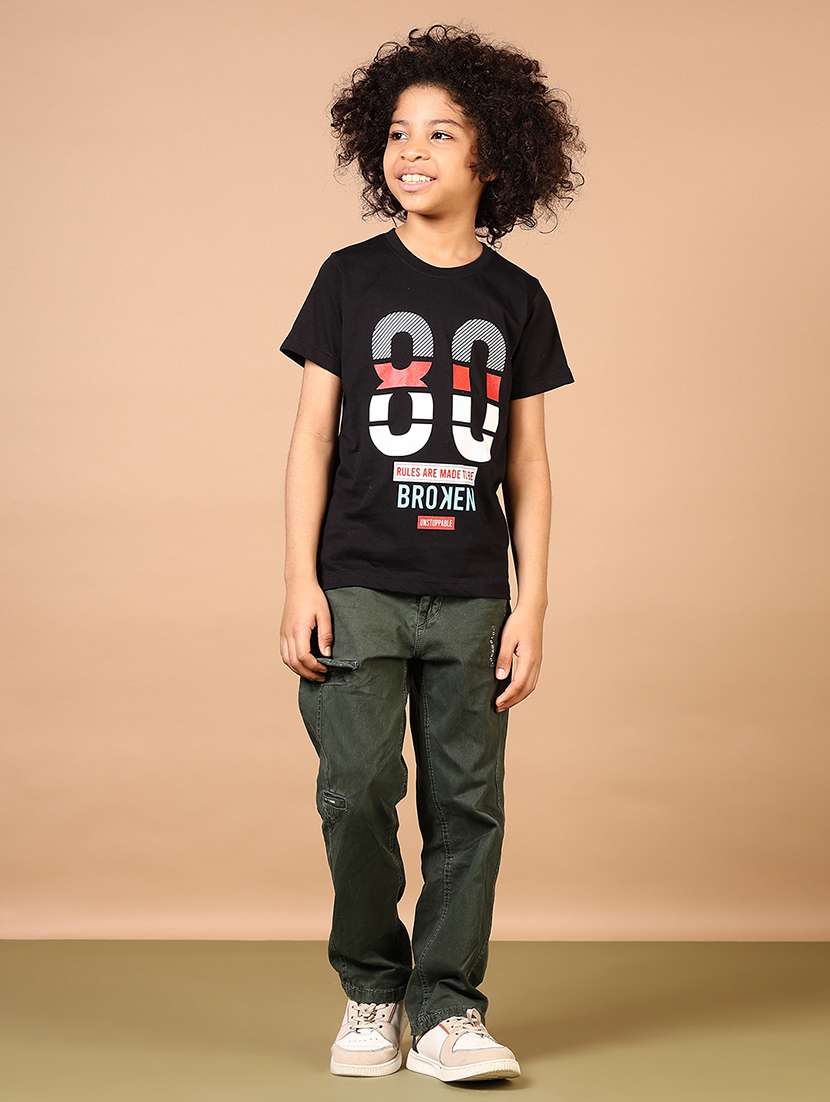 boys front print round neck t-shirt - 21764510 -  Standard Image - 4