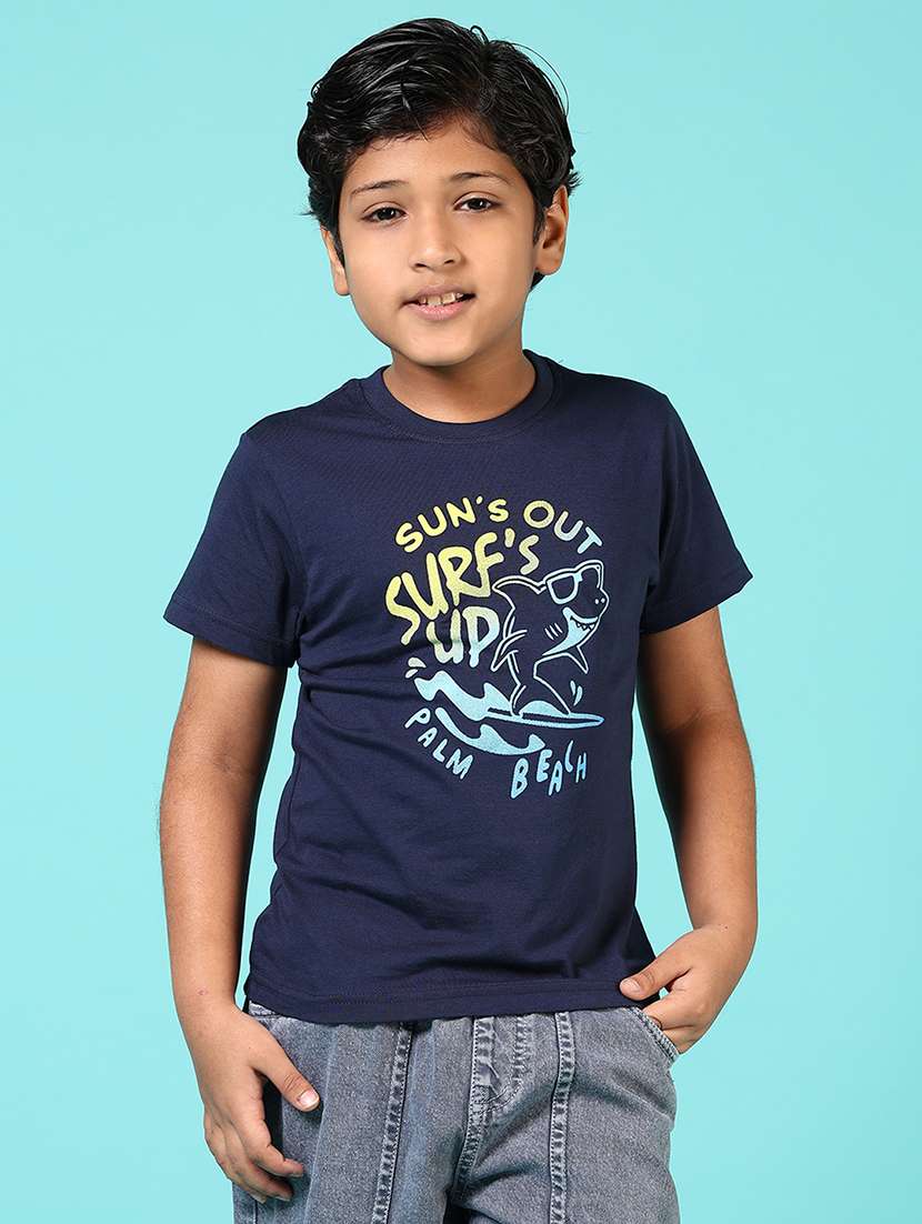 boys front print round neck t-shirt - 21764511 -  Standard Image - 1