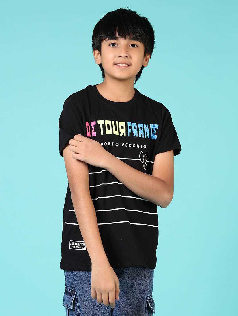 boys front print round neck t-shirt - 21764516 -  Standard Image - 1