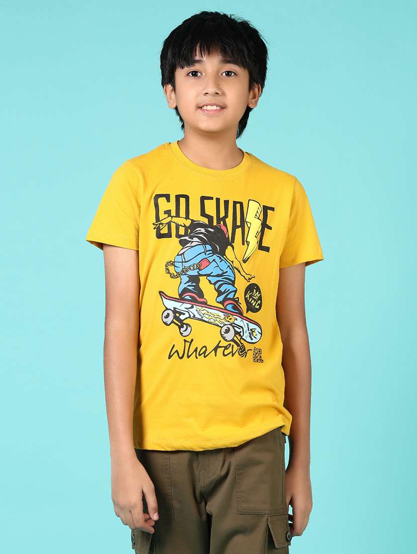 boys front print round neck t-shirt - 21764517 -  Standard Image - 1
