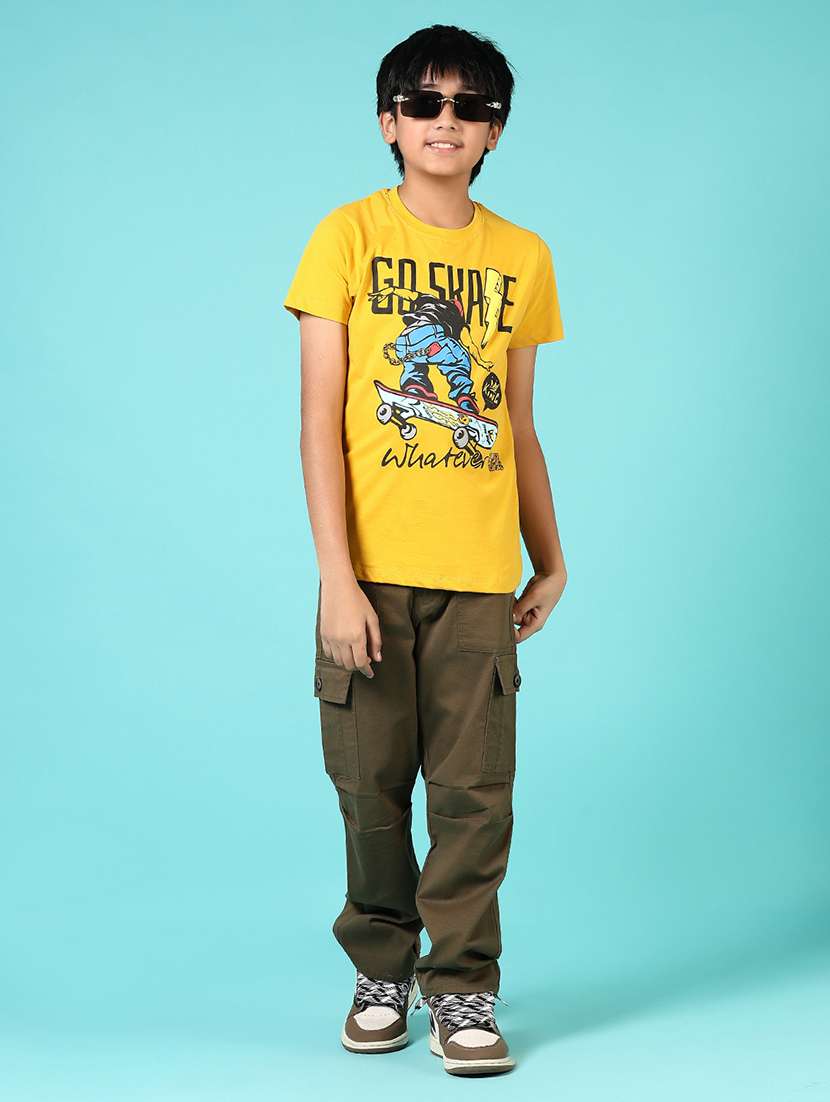 boys front print round neck t-shirt - 21764517 -  Standard Image - 4