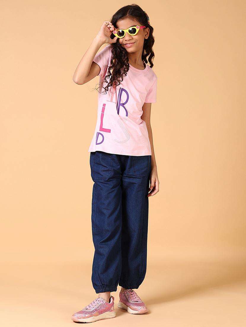 girls front print round neck casual t-shirt - 21764570 -  Standard Image - 4