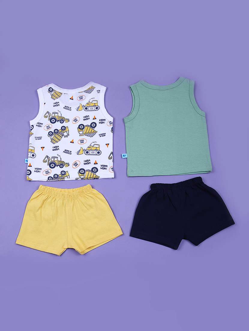 boys pack of 2 printed short & vest set - 21764595 -  Standard Image - 1
