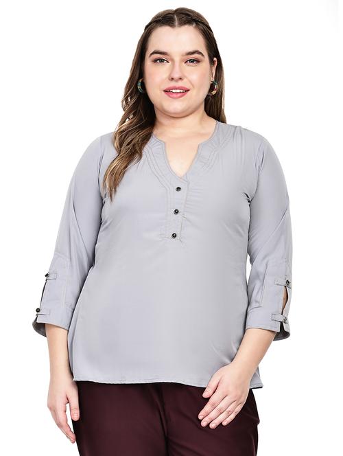 women plus size solid three quarter sleeves top - 21764624 - Standard Image - 0
