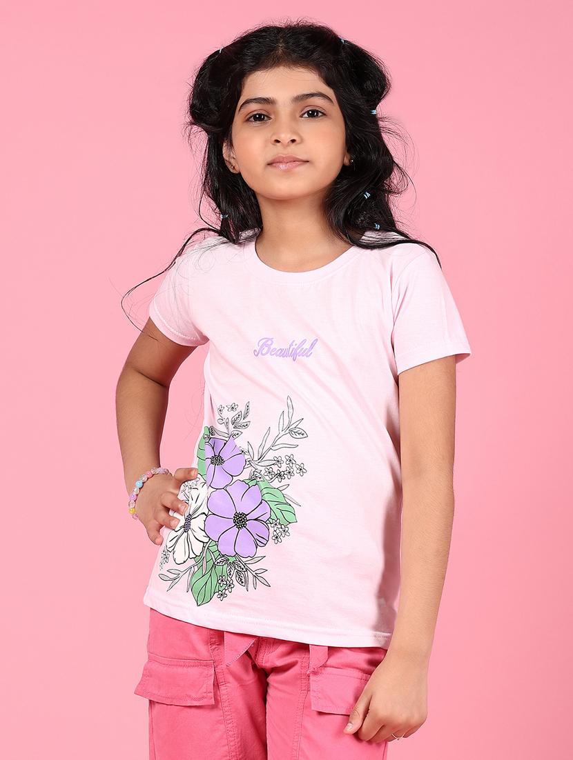 girls printed round neck short sleeves tee - 21764710 - Standard Image - 1