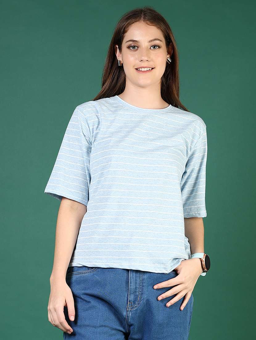 women striped short sleeve loose fit t-shirt - 21764753 -  Standard Image - 1