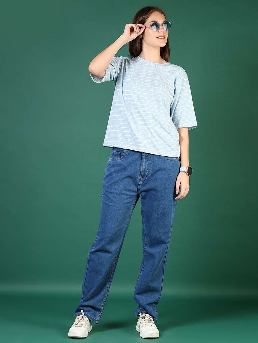 women striped short sleeve loose fit t-shirt - 21764753 -  Standard Image - 4