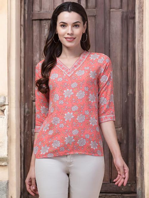 women printed three quarter sleeves kurti - 21764863 - Standard Image - 0