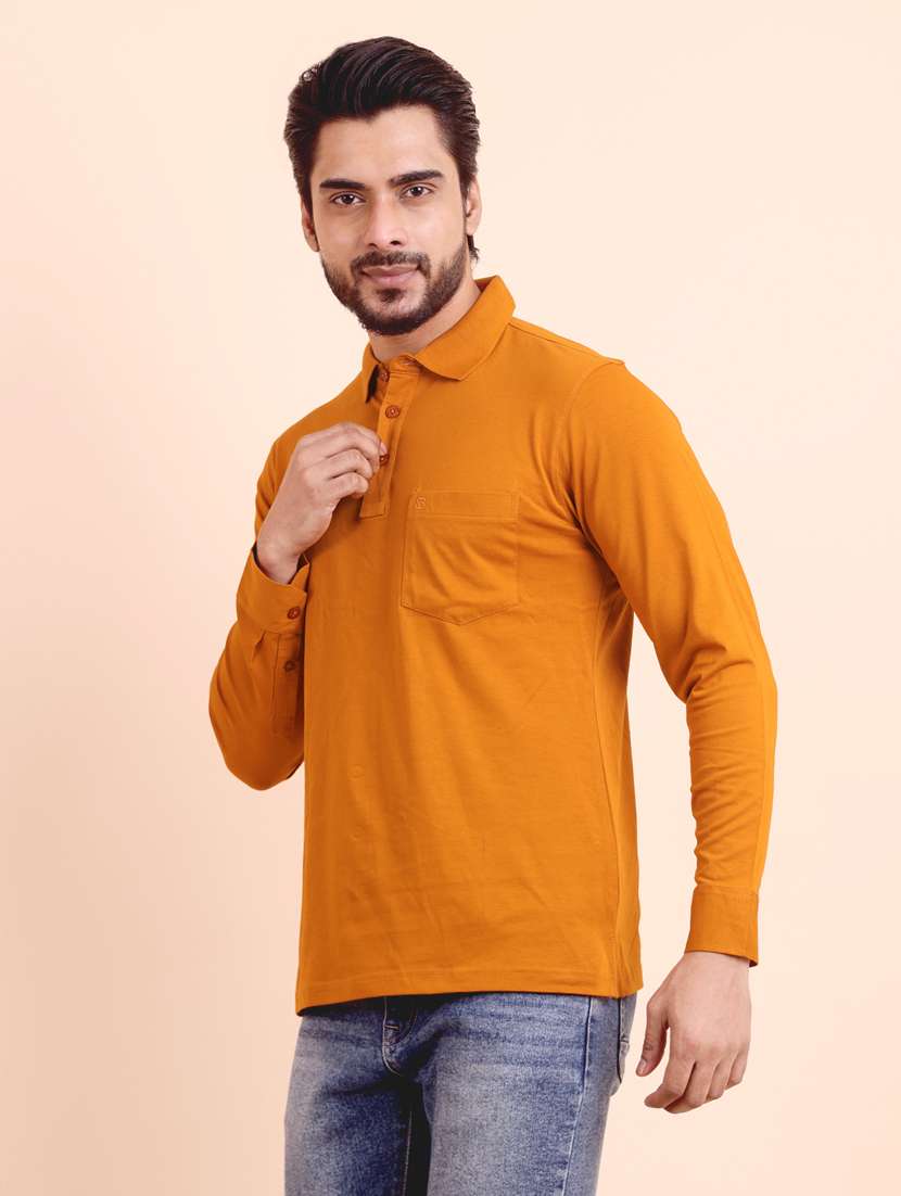 men solid long sleeve regular fit polo t-shirt - 21764921 -  Standard Image - 1