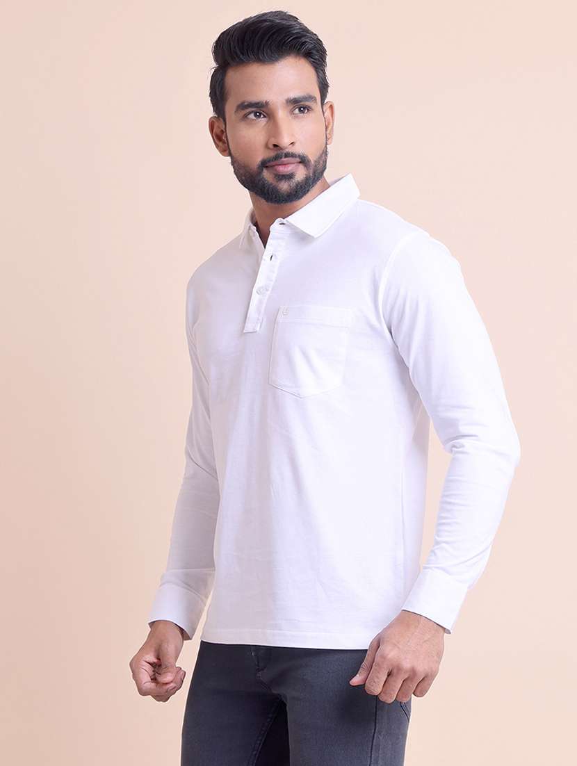 men solid long sleeve regular fit polo t-shirt - 21764923 -  Standard Image - 1