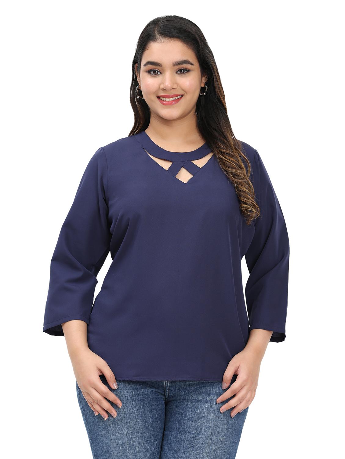 women plus size solid long sleeves top - 21764924 -  Zoom Image - 0