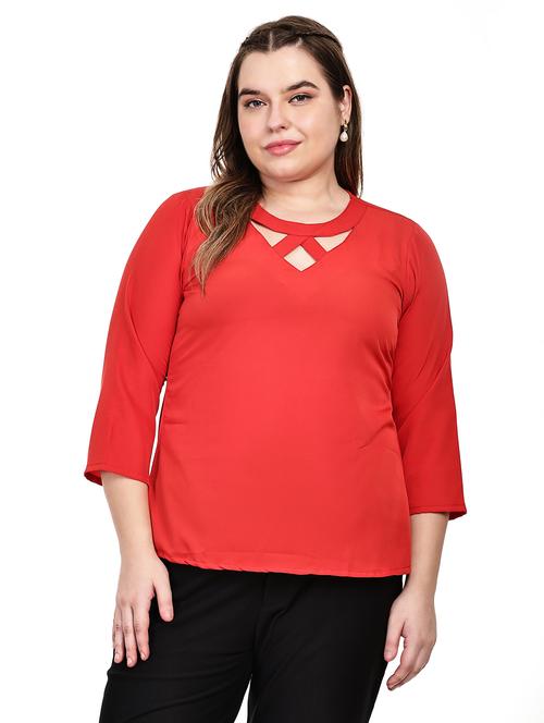 women plus size solid three quarter sleeves top - 21764928 -  Standard Image - 0