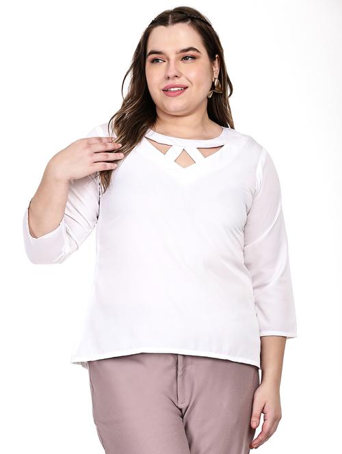 women plus size solid three quarter sleeves top - 21764929 - Standard Image - 0
