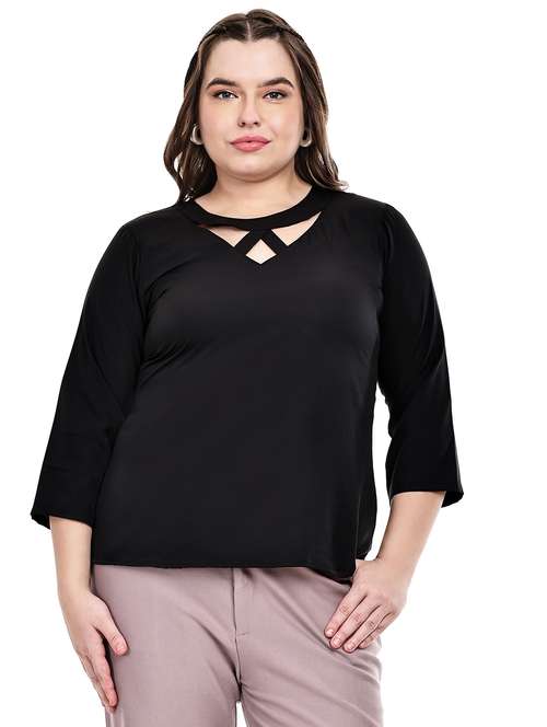 women plus size solid round neck top - 21764938 -  Standard Image - 0
