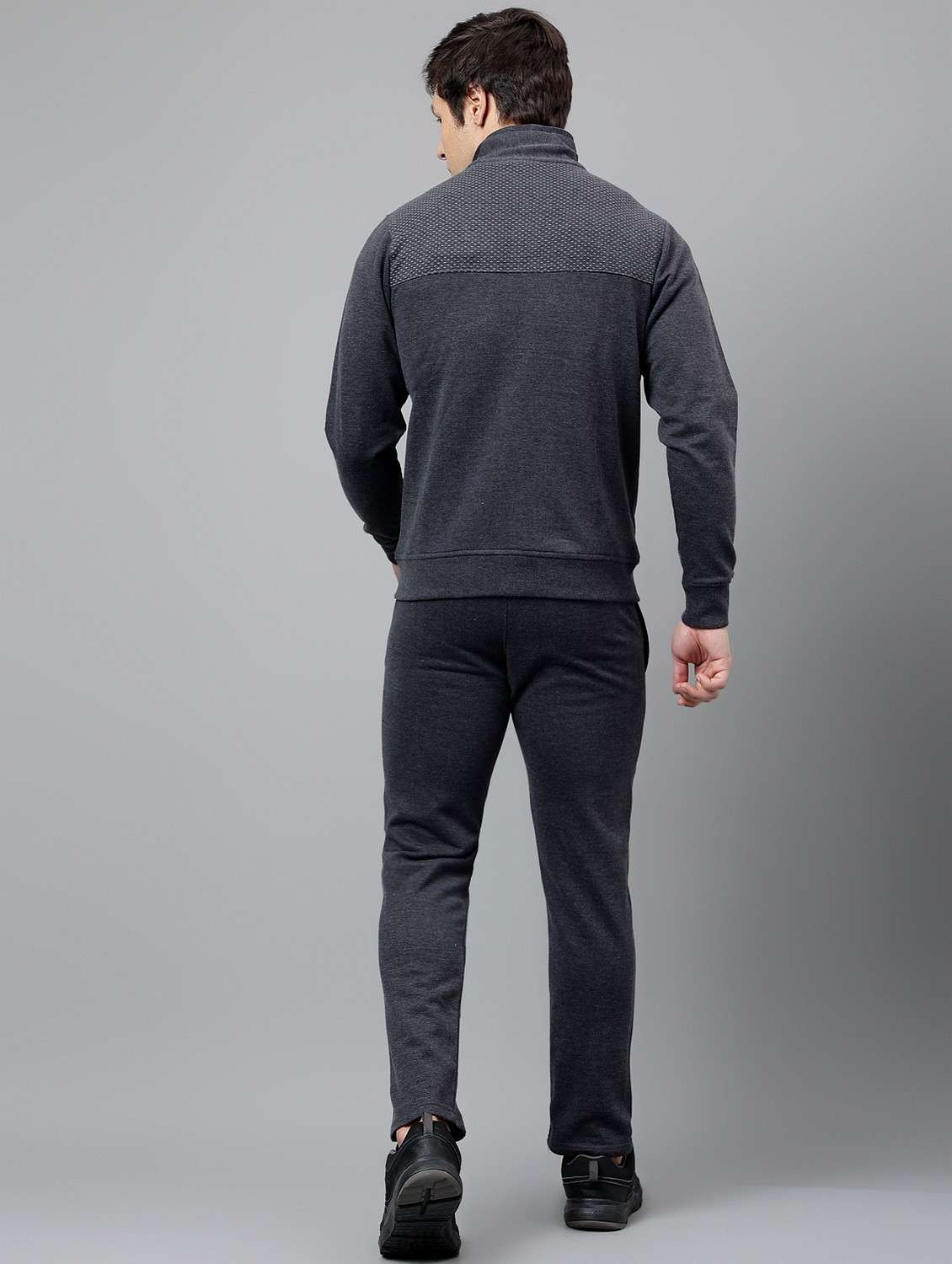 men solid stand collar full length track suit - 21765003 -  Standard Image - 4