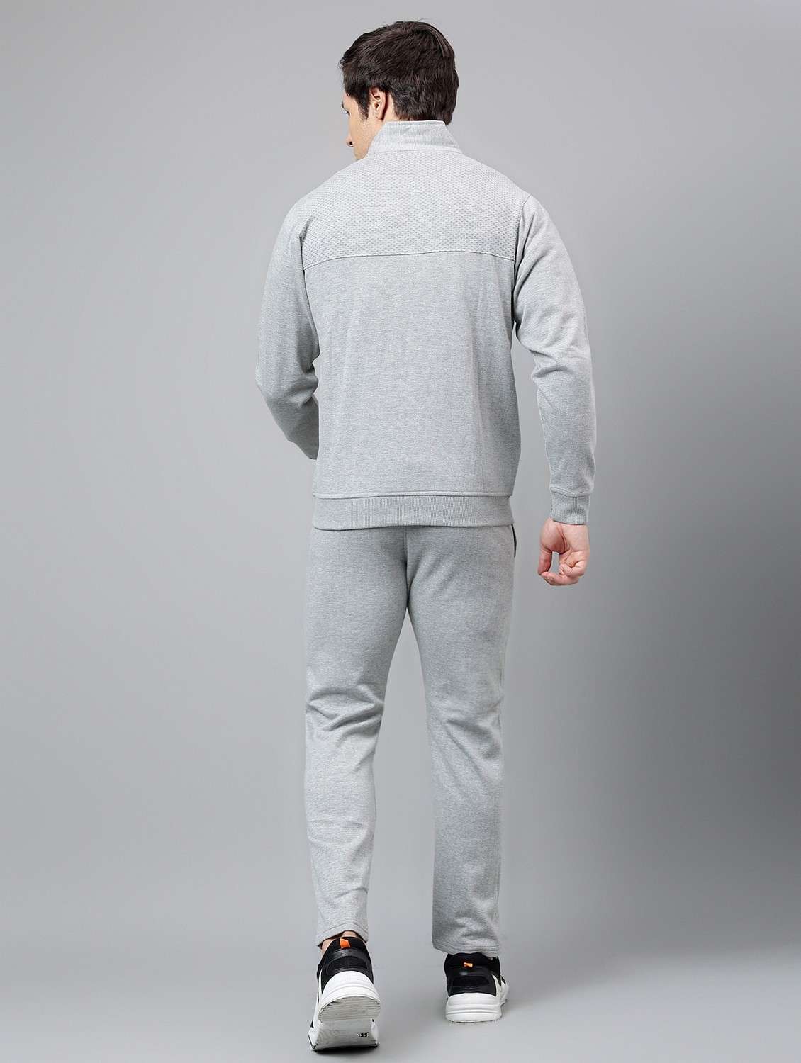 men solid stand collar full length track suit - 21765004 -  Standard Image - 4