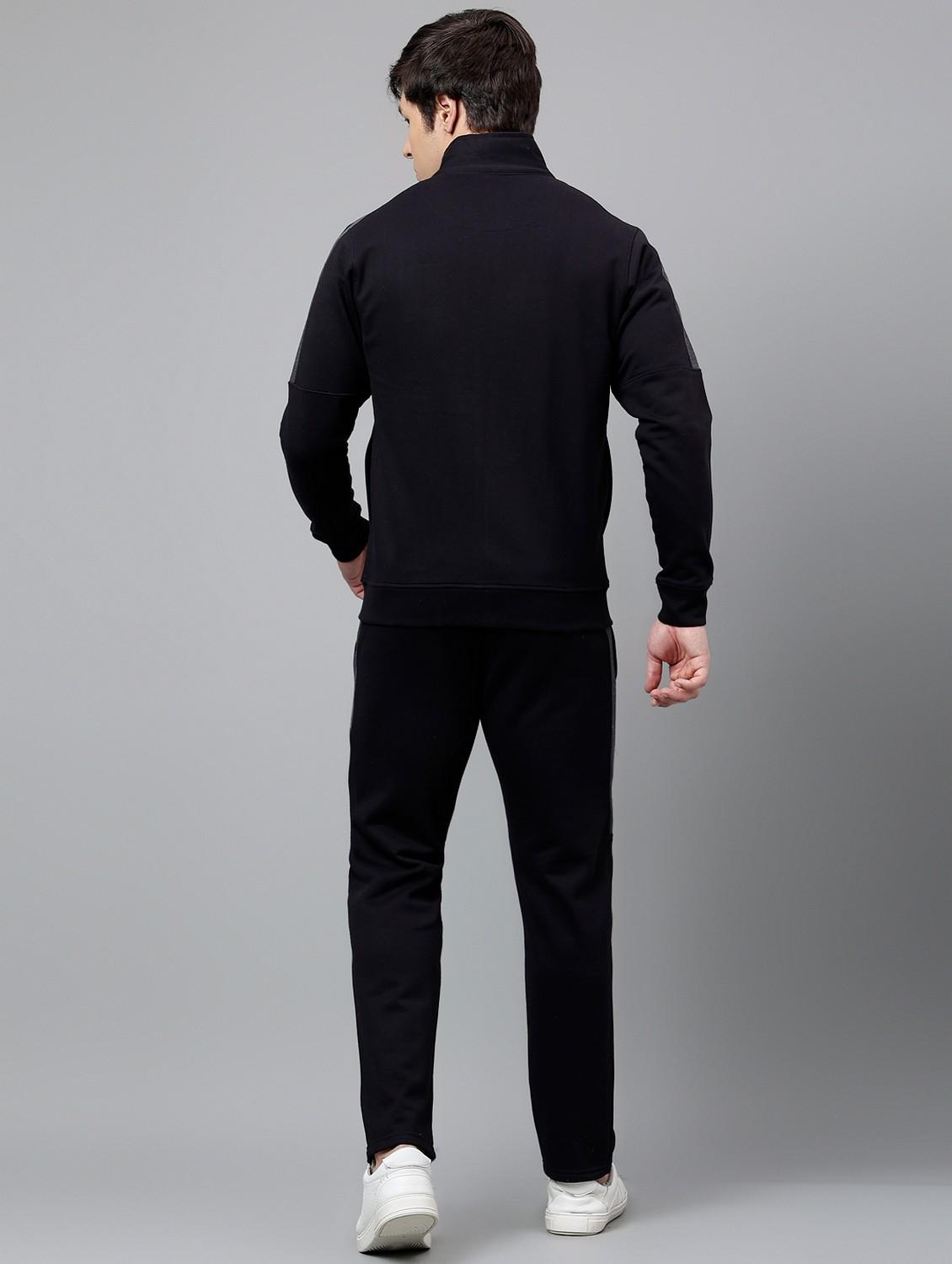men solid stand collar full length track suit - 21765005 - Standard Image - 4
