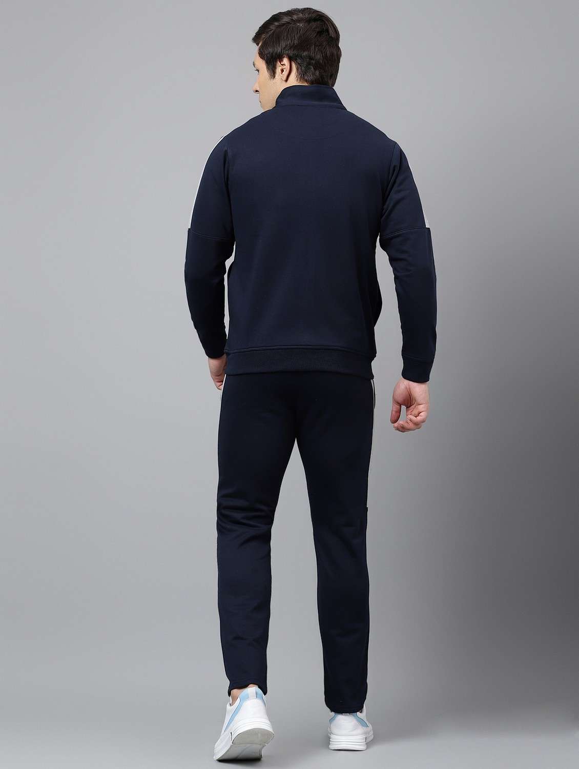men solid stand collar full length track suit - 21765006 - Standard Image - 4