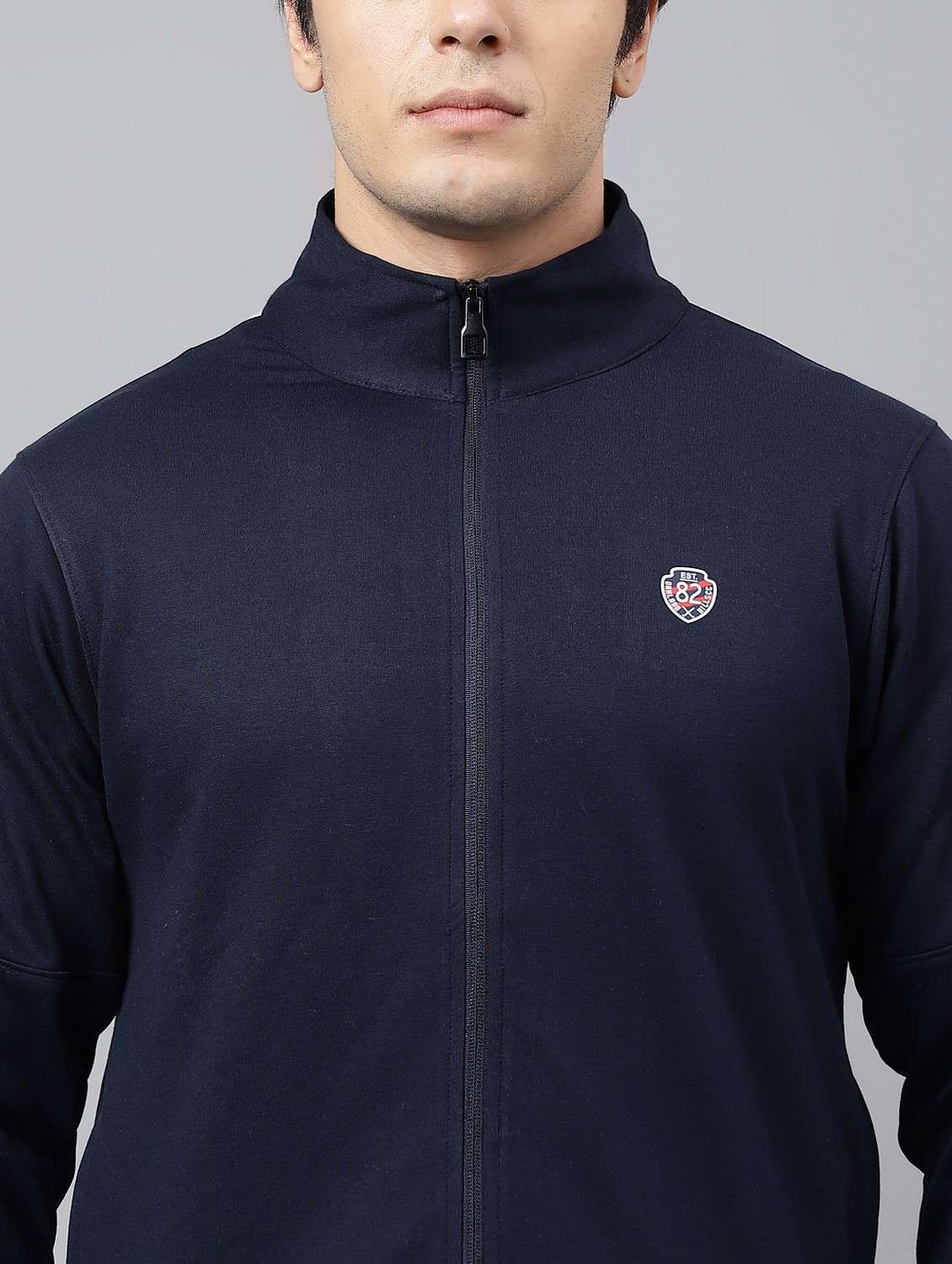 men solid stand collar full length track suit - 21765006 - Standard Image - 6
