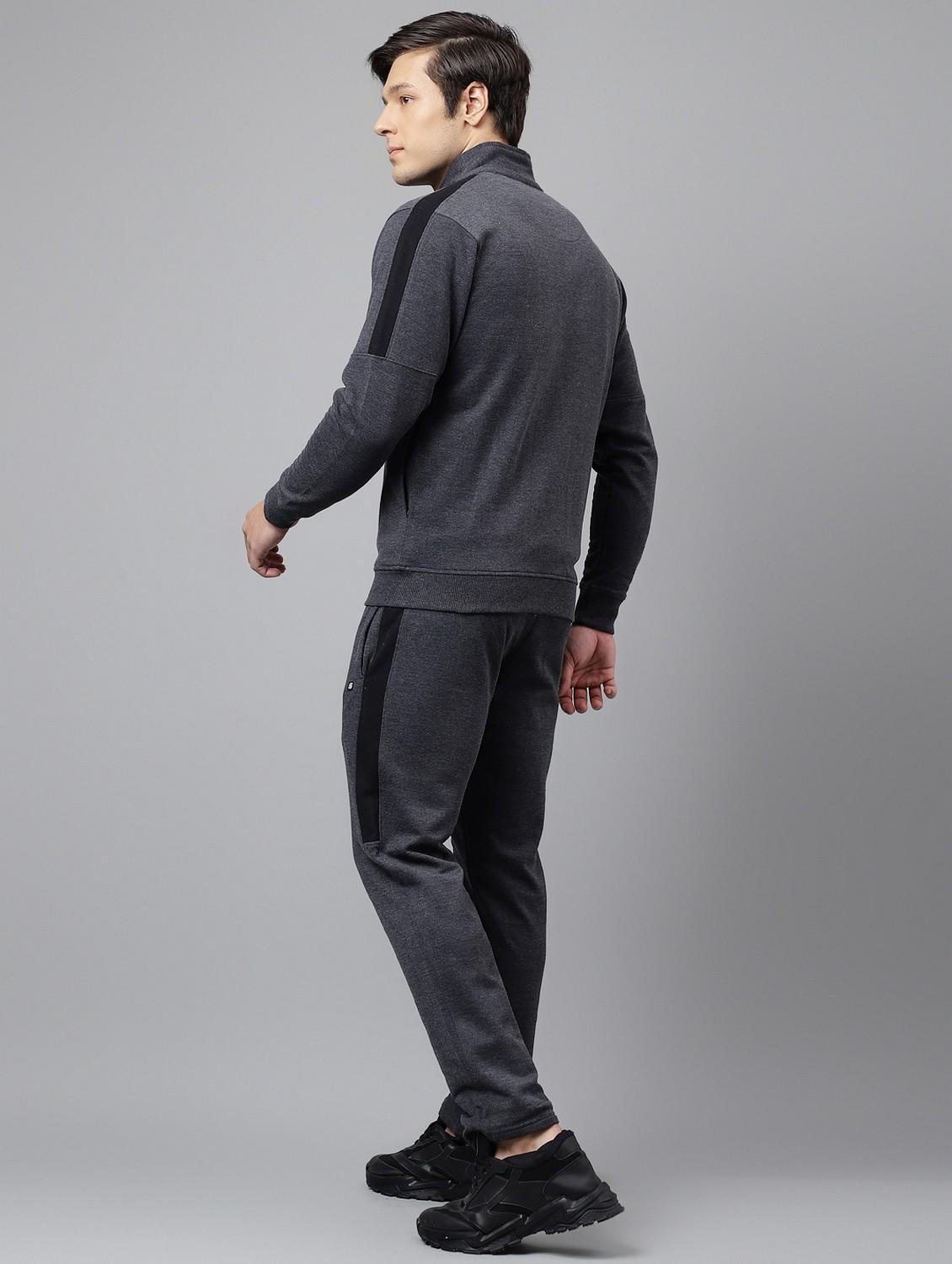 men solid stand collar full length track suit - 21765007 - Standard Image - 6