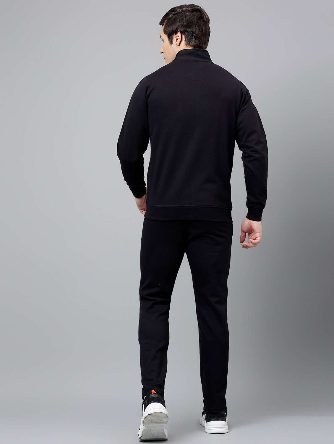 men solid stand collar full length track suit - 21765009 -  Standard Image - 4