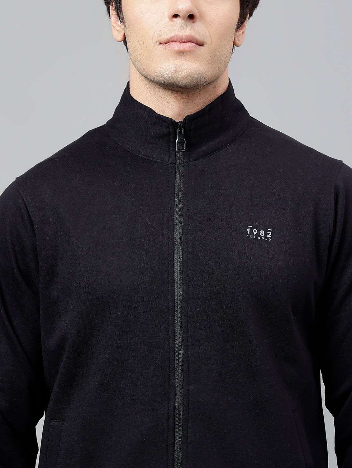 men solid stand collar full length track suit - 21765009 -  Standard Image - 6