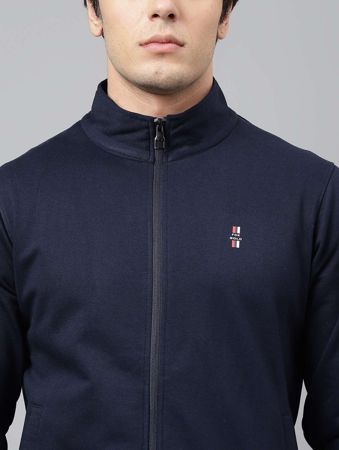 men solid stand collar full length track suit - 21765010 - Standard Image - 6