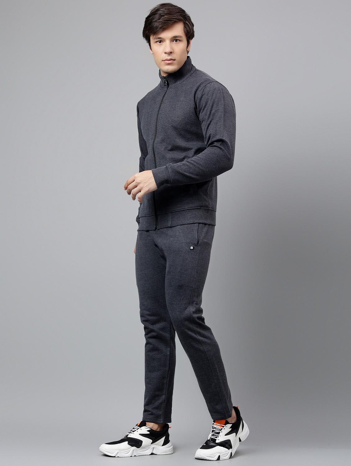 men solid stand collar full length track suit - 21765011 - Standard Image - 1