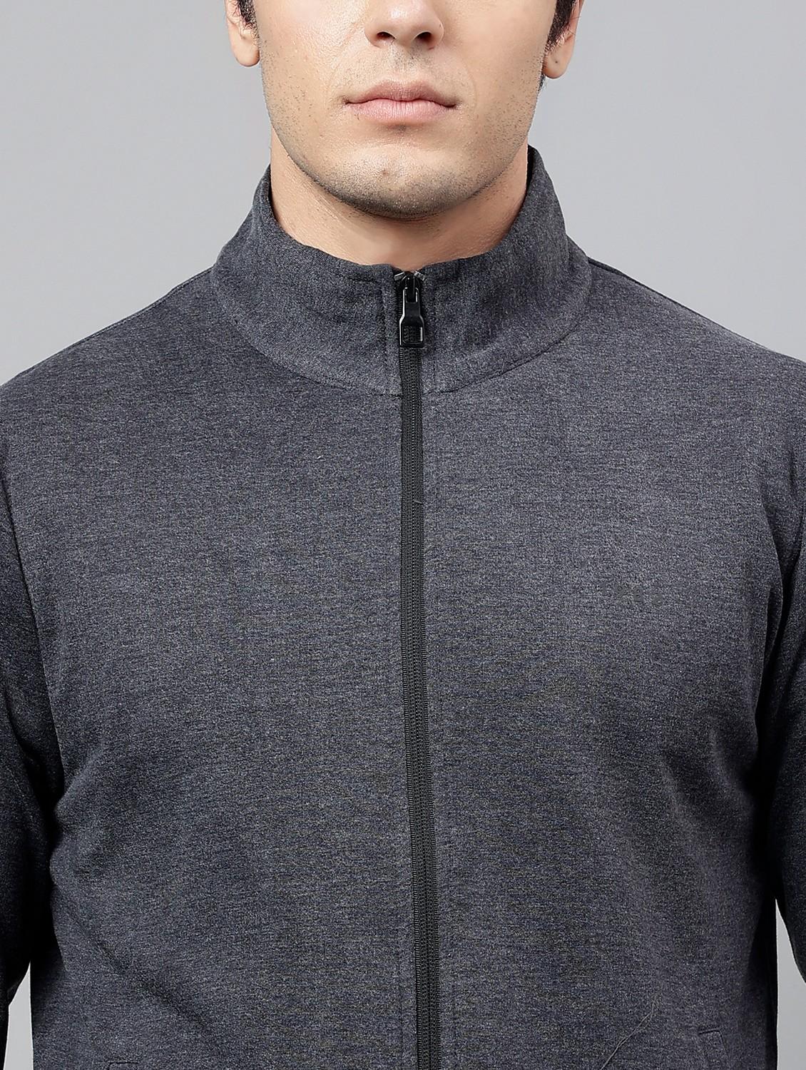 men solid stand collar full length track suit - 21765011 - Standard Image - 6