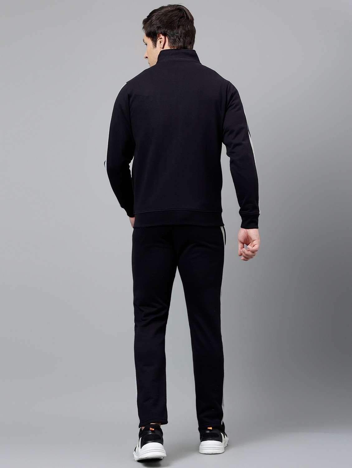 men solid stand collar full length track suit - 21765013 - Standard Image - 4