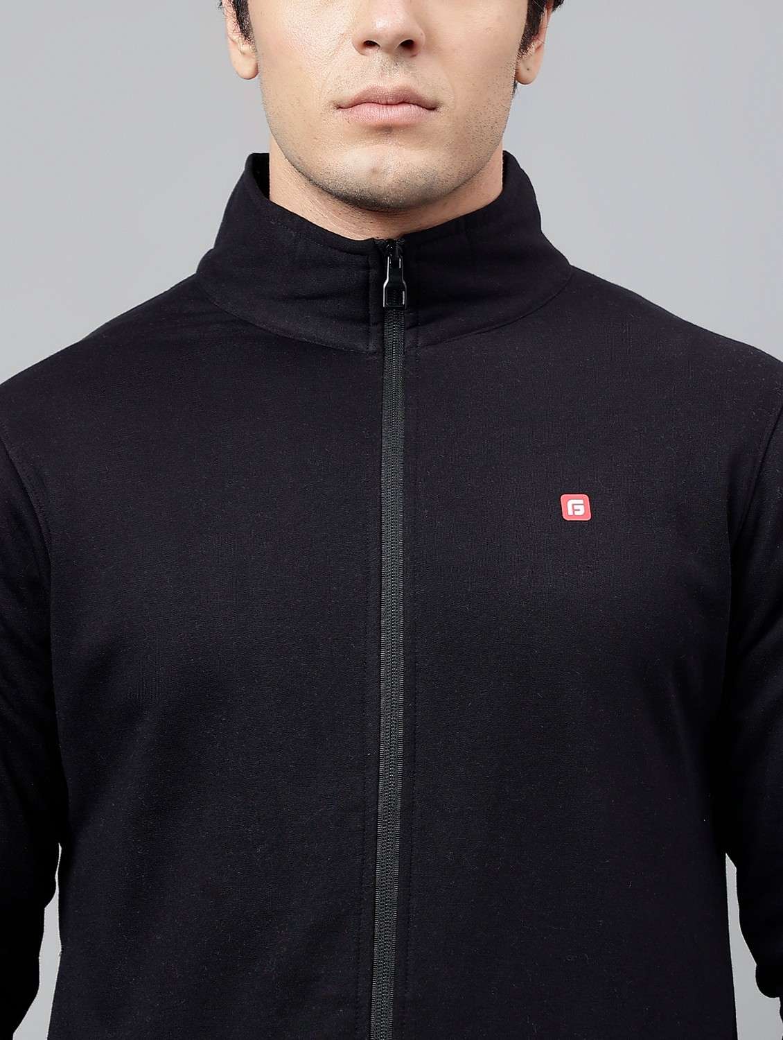 men solid stand collar full length track suit - 21765013 - Standard Image - 6