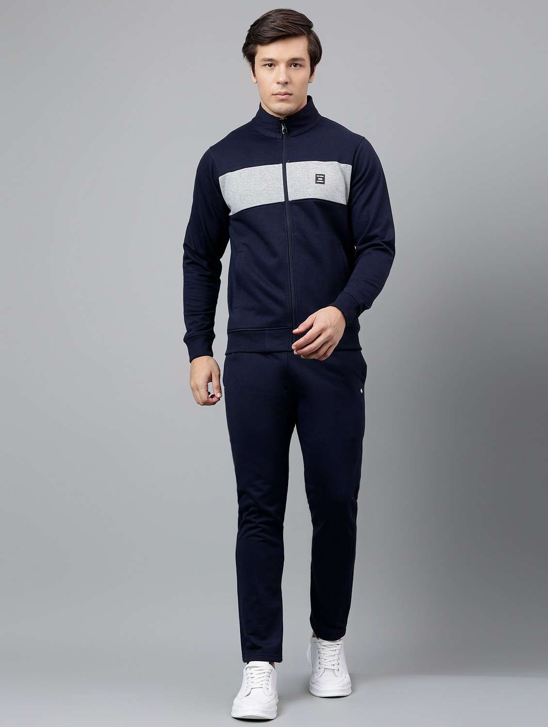 men color blocked full length track suit