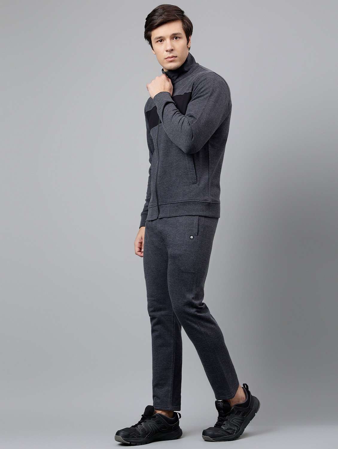 men color blocked full length track suit - 21765019 - Standard Image - 1