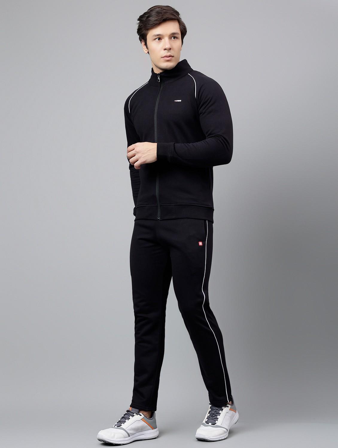 men solid stand collar full length track suit - 21765021 - Standard Image - 1