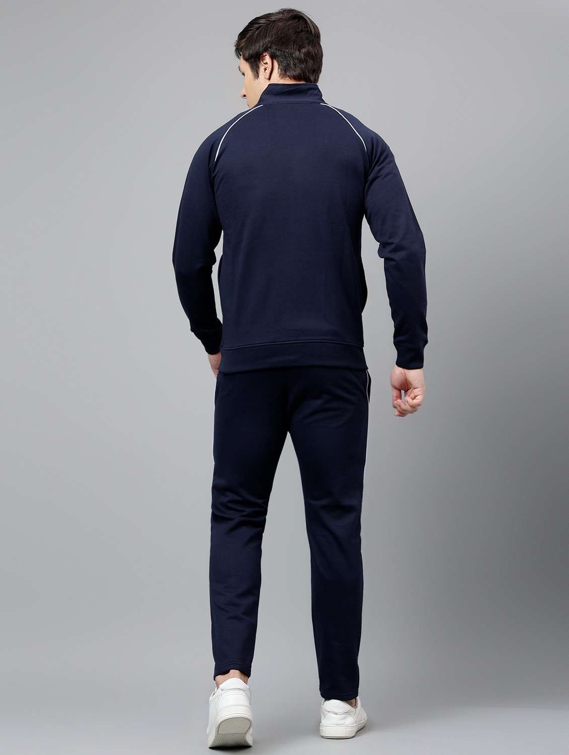 men solid stand collar full length track suit - 21765022 -  Standard Image - 4