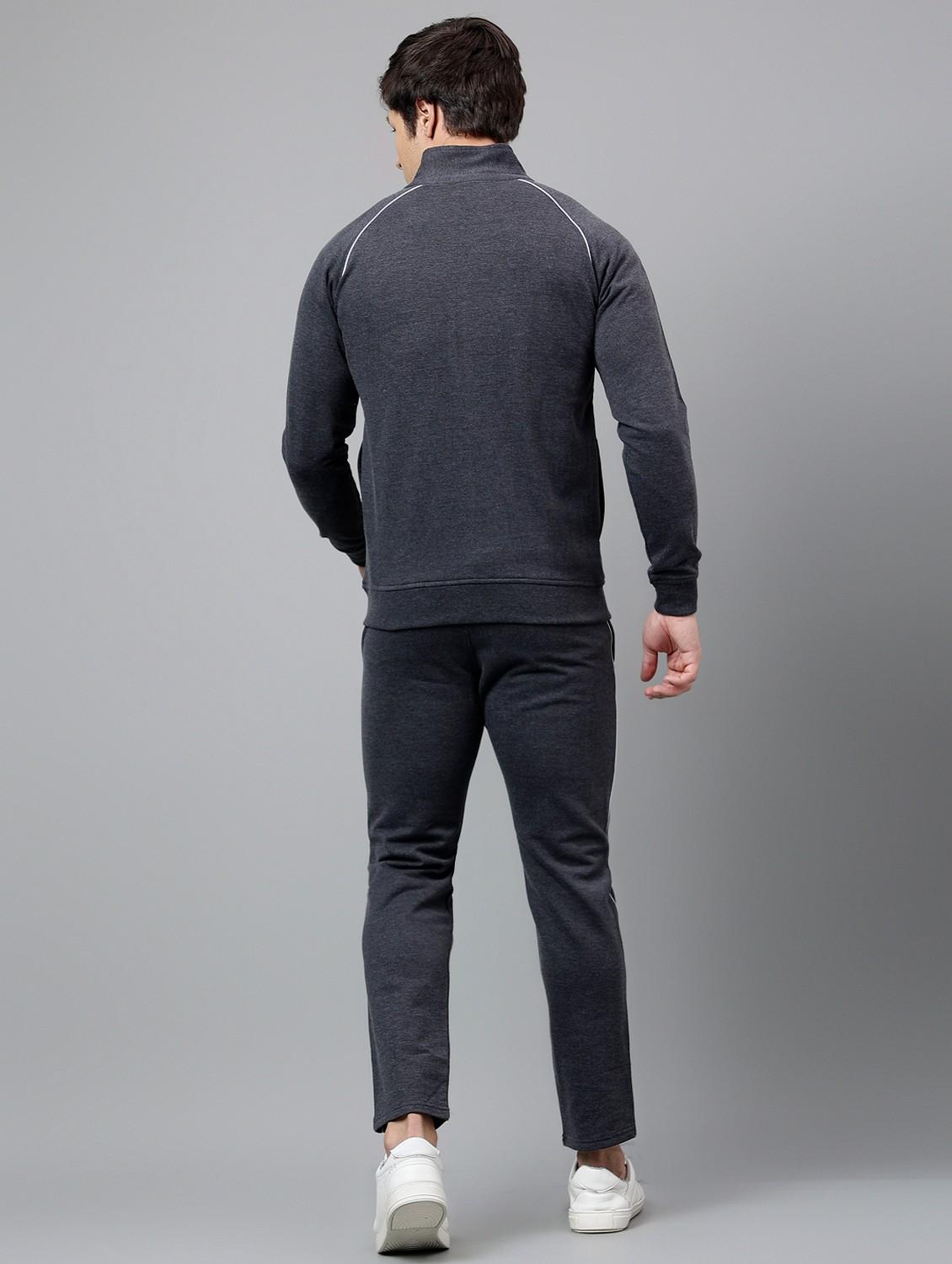 men solid stand collar full length track suit - 21765023 - Standard Image - 4
