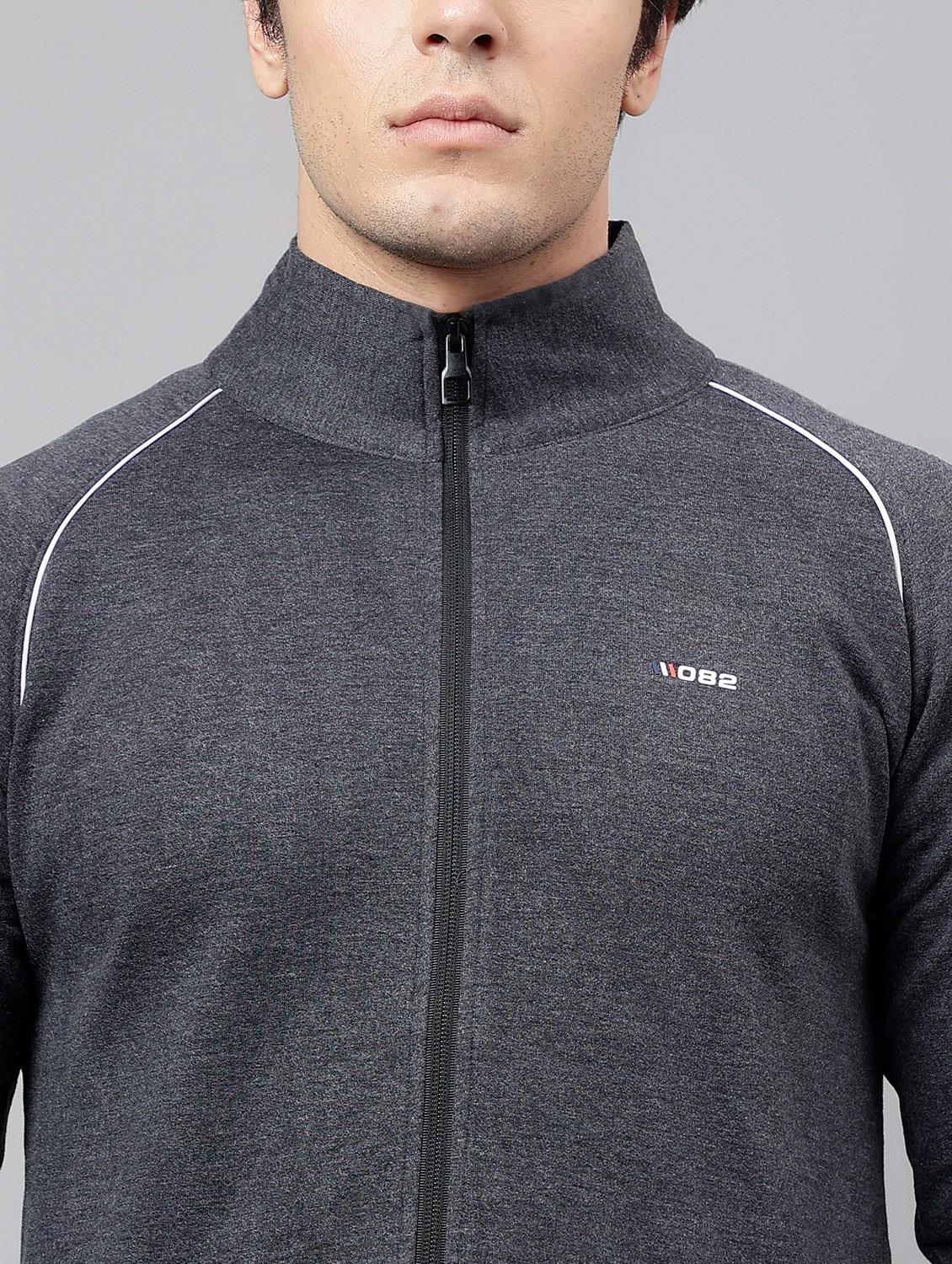 men solid stand collar full length track suit - 21765023 - Standard Image - 6